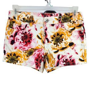 ANA Floral Jean Shorts Size 28/6 Stretch Pockets Colorful Womens Casual
